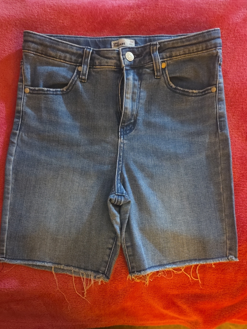 Epic Threads Women's Mid-Blue High-Rise Denim Shorts